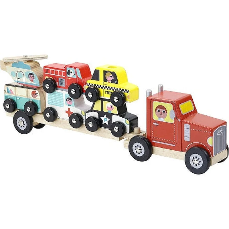 Wooden Musical Instrument Set including a Xylophone and Maracas for Little MusiciansVilac stacking truck with trailer & vehicles