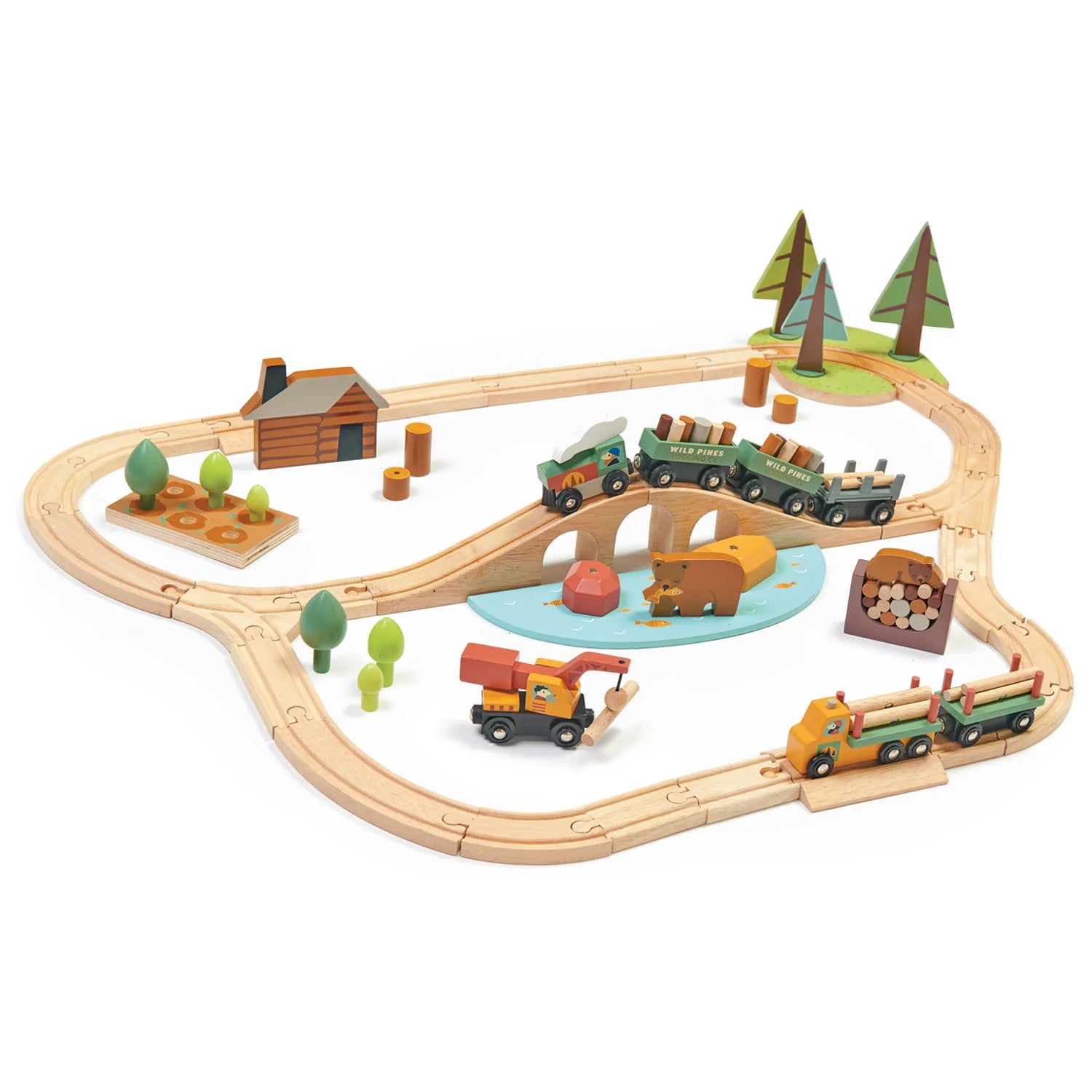 Natural Wood Jigsaw Puzzle of a Scenic Landscape for Relaxing HobbiesWild Pines Train Set