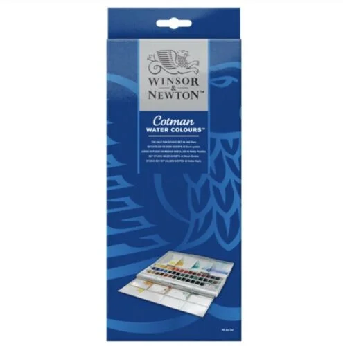 Sustainable Wooden Palette with Deep Wells for Mixing Acrylic PaintsWinsor & Newton Cotman Watercolour Paint - Half Pan Studio Set of 45