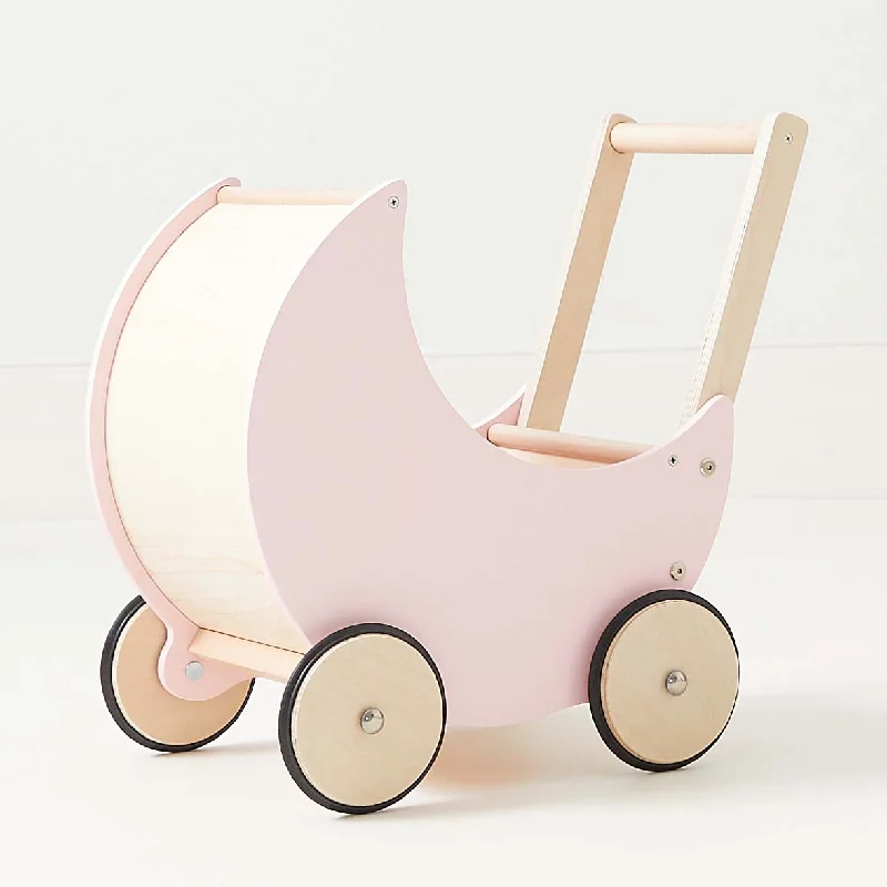 Eco - Friendly Wooden Building Blocks Set with Magnetic Connectors for Creative ConstructionWooden Moon Doll Pram