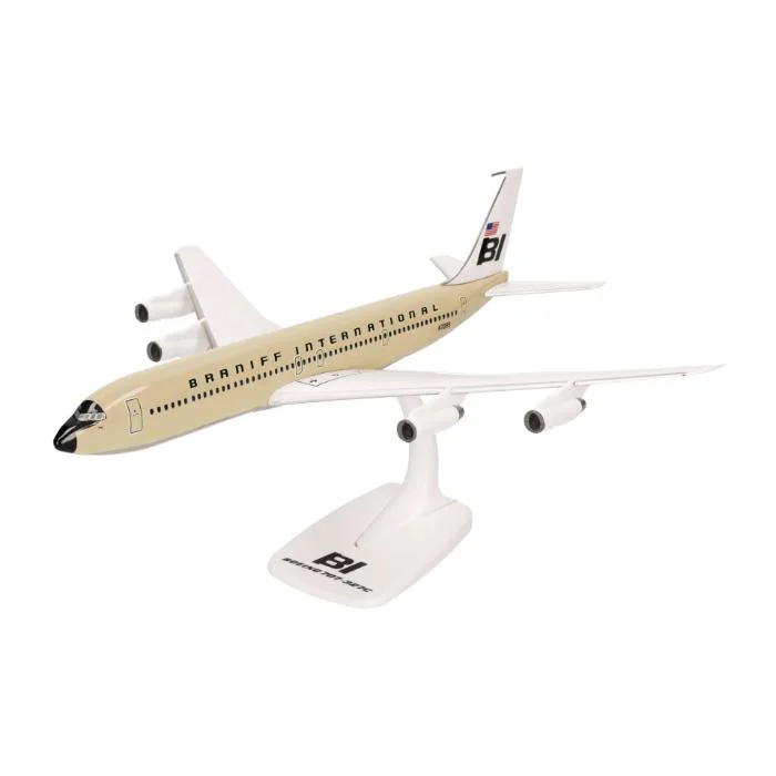 Solid Wood Historical Monument Models Toys for Educational Learning1/144 SNAP Braniff International Boeing 707-320 - Solid Beige