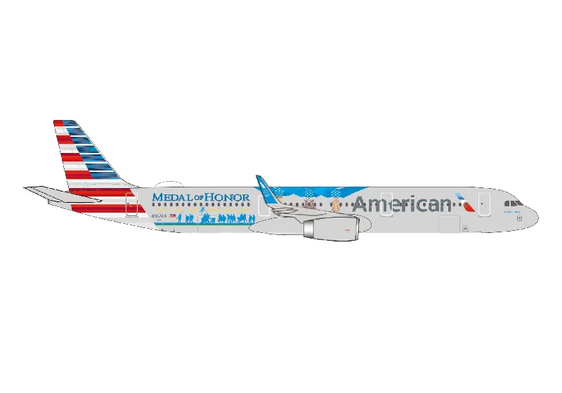 Solid Wood Dollhouse Models Toys with Detailed Interiors for Young Girls1/500 American Airlines Airbus A321 - Medal of Honor Livery