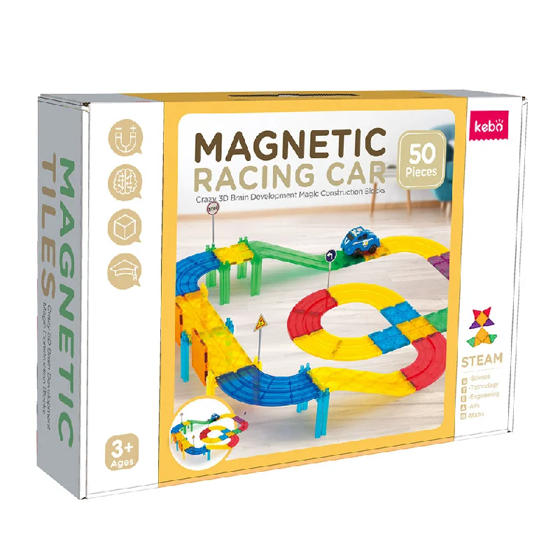 Natural Finish Wooden Educational Toys with a Music - Making Function for 3 - 5 Year OldsKebo Magnetic Racing Track Tile Set - 50 Pcs