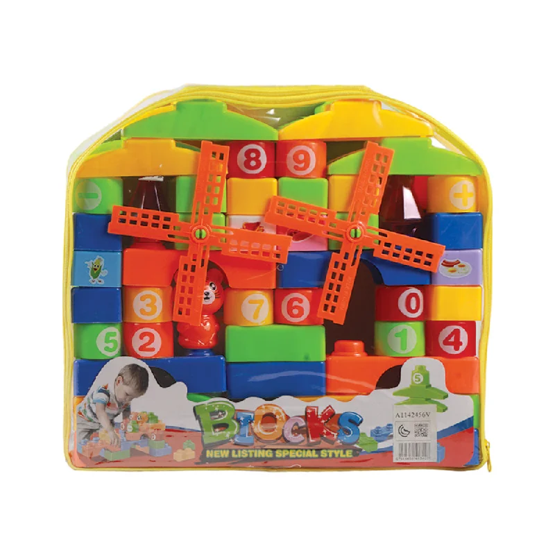 Hand - Painted Wooden Educational Toys in a Historical and Cultural Theme6688-16A BLOCKS SET IN BAG 66PC D