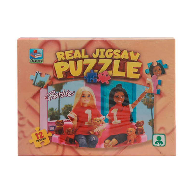 Sustainable Solid Wood Educational Toys with a Language - Learning Activity Book8901 JR.LEARNERS REAL JIGSAW PUZZLE BARBIE 12PC