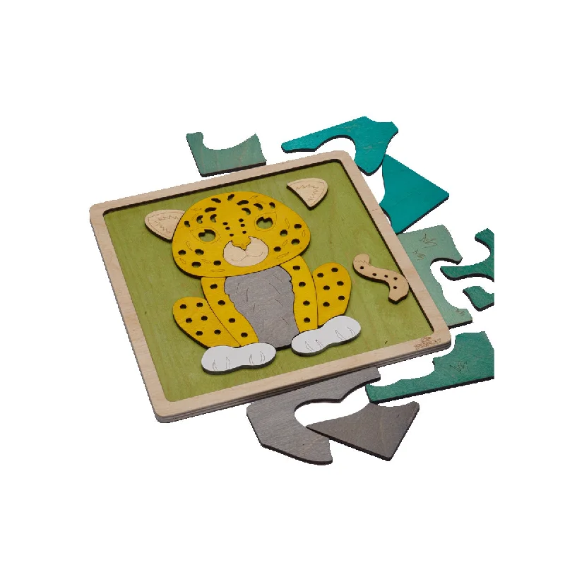 High - Quality Solid Wood Educational Toys for Developing Fine Motor Skills in KidsAmur Leopard