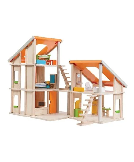 Natural Wood Educational Toys with a Magnetic Puzzle Design for Brain TrainingChalet Dollhouse With Furniture - Plan Toys