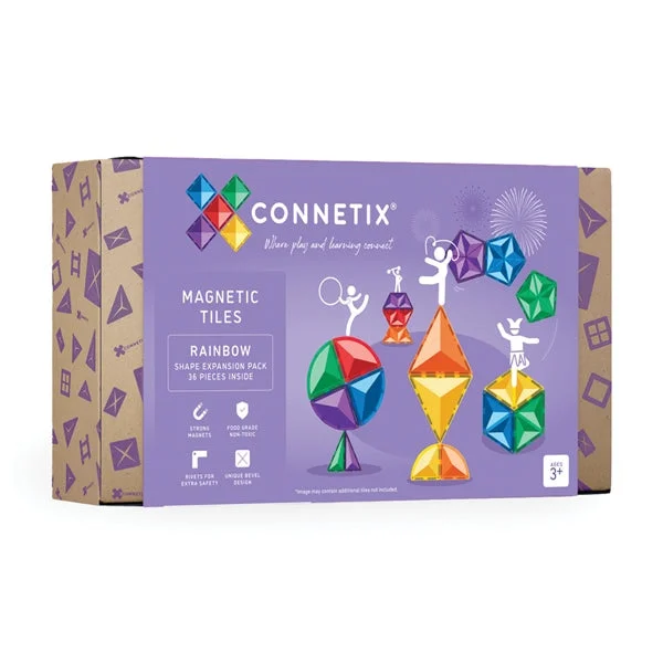 Magnetic Sensory Toys for Special Needs Children with Textured MagnetsCONNETIX TILES - 36 PIECE RAINBOW SHAPE EXPANSION PACK