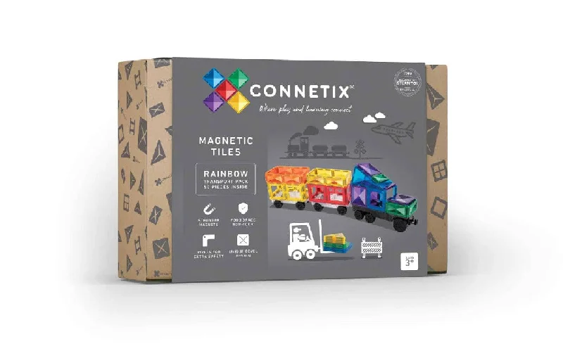 Magnetic Maze Toys for 4 - 7 - Year - Olds with Hidden TreasuresCONNETIX TILES - 50PC RAINBOW TRANSPORT PACK