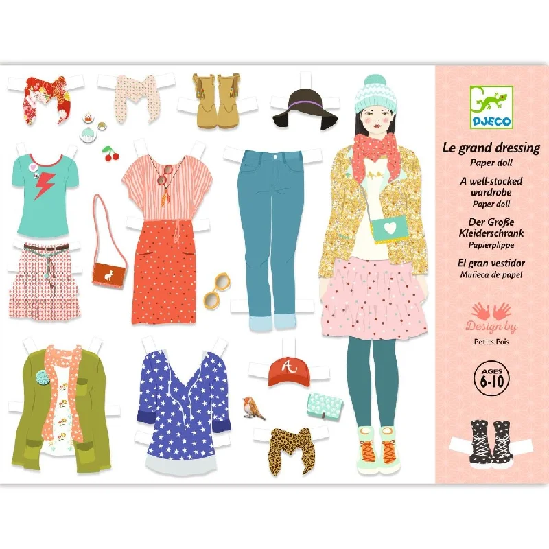 Dolls with Sound - Activated Movements and a Set of Musical Instrument AccessoriesDjeco one big dressing room fashion paper dolls