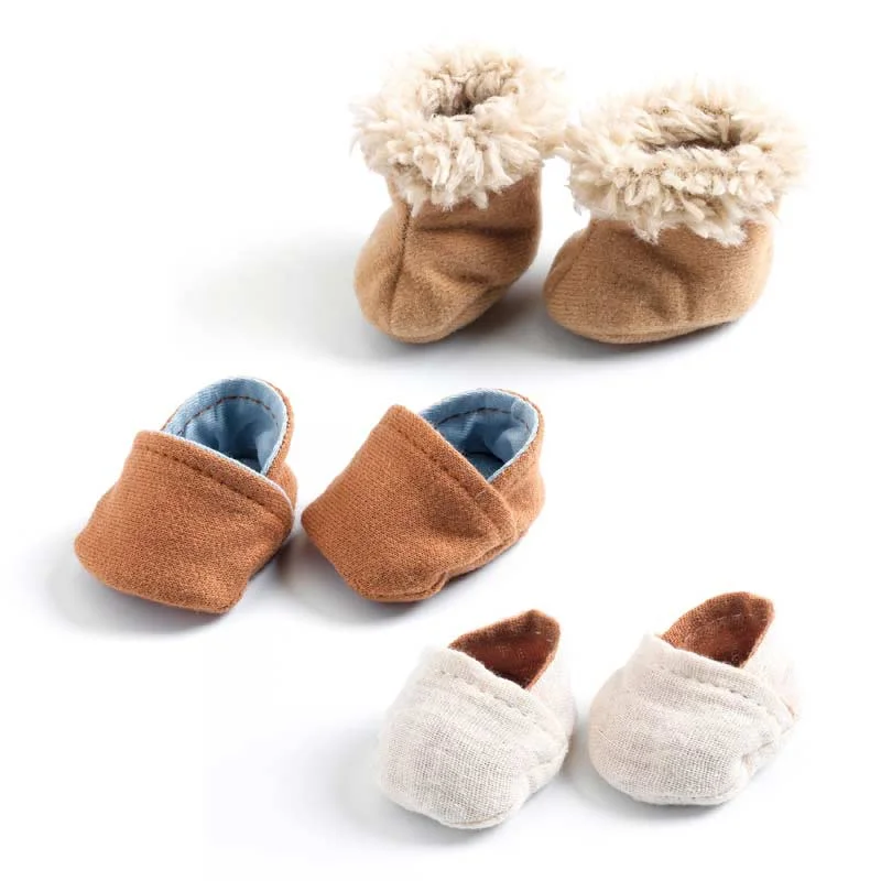 Dolls with a Temperature - Sensing Feature and Seasonal AccessoriesDjeco Pomea 3 pairs of slippers