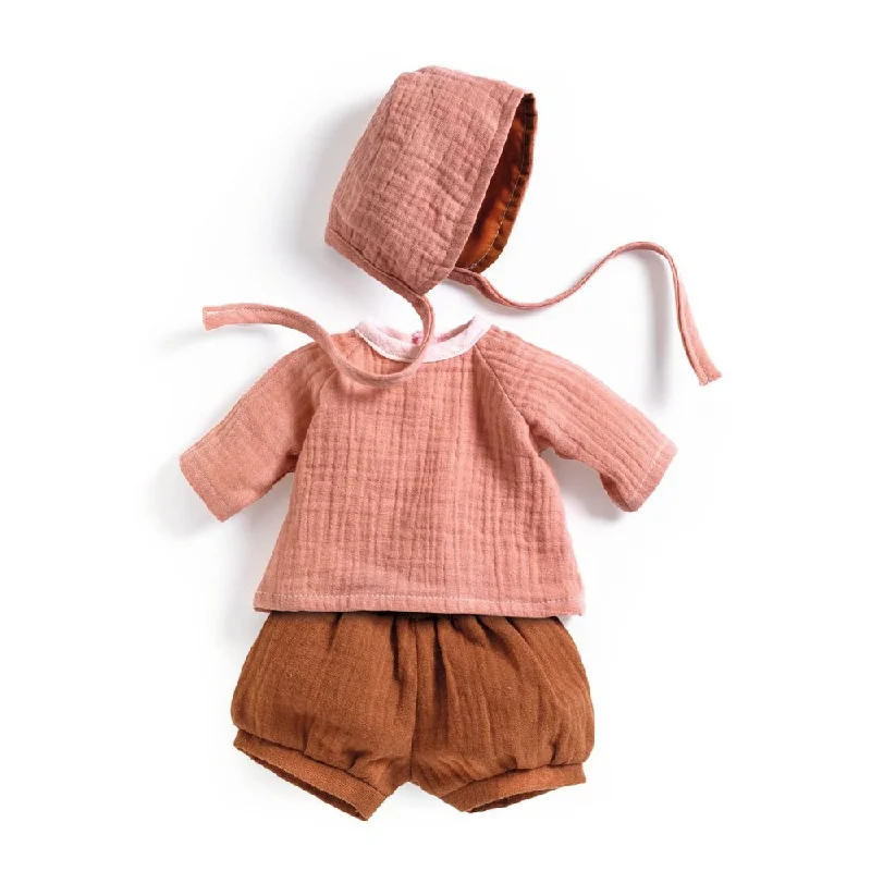 Plus - Sized Soft - Body Cloth Dolls for Toddlers with a Set of Colorful Clothing AccessoriesDjeco Pomea peach clothing set