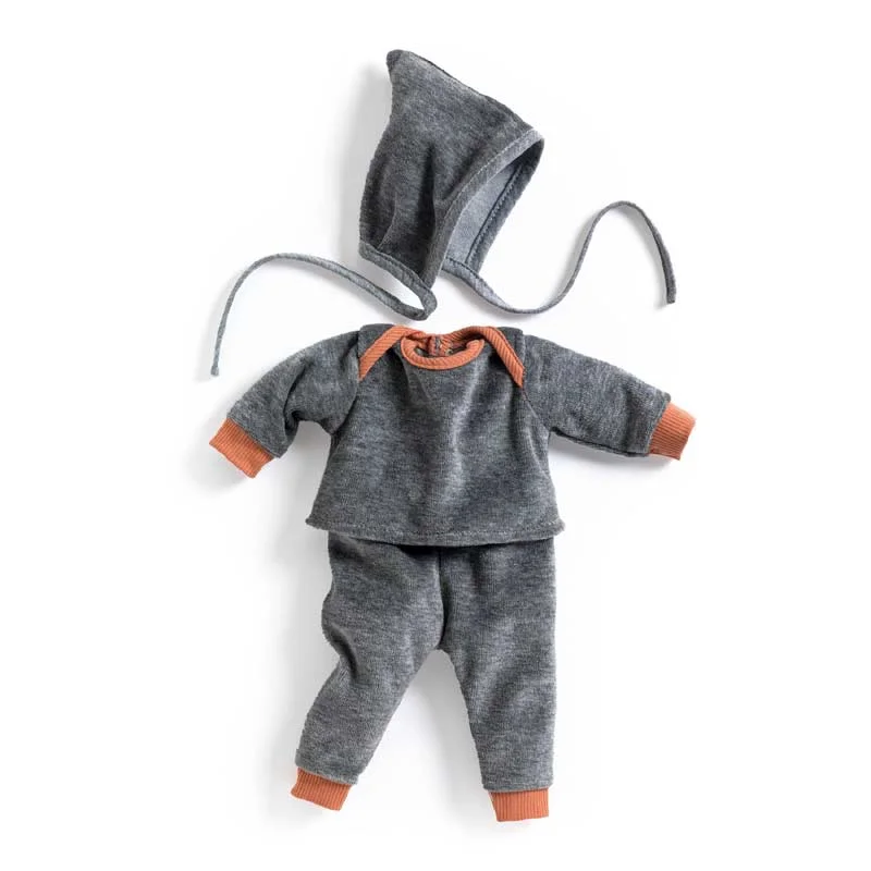 Dolls with Sound - Activated Movements and a Set of Musical Instrument AccessoriesDjeco Pomea pearl grey clothing set