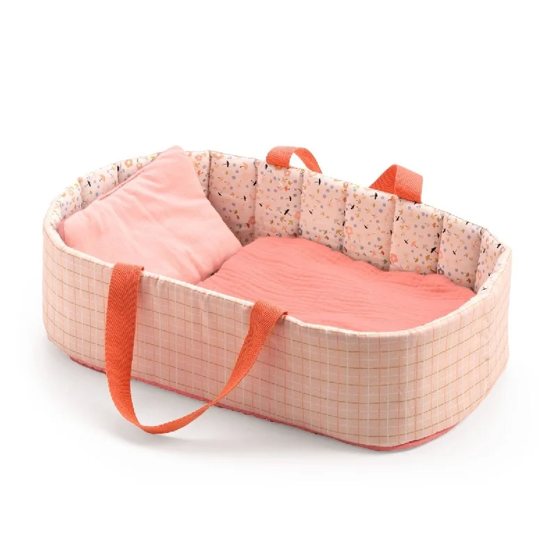 Dolls with a Temperature - Sensing Feature and Seasonal AccessoriesDjeco Pomea pink lines bassinet