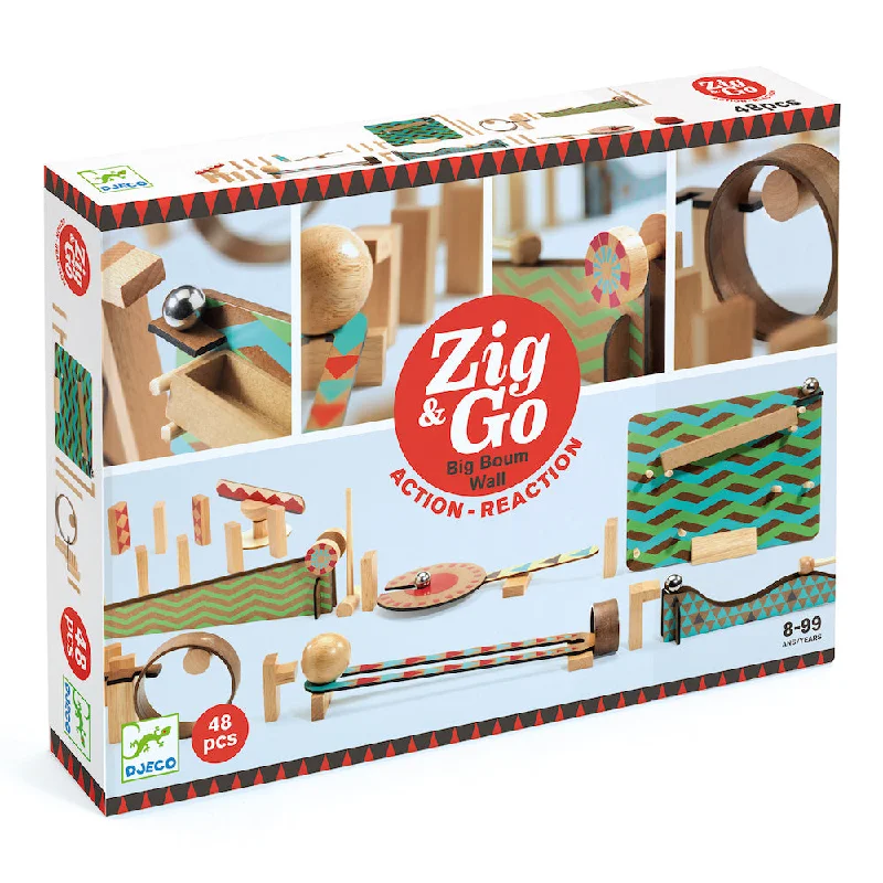 High - Grade Solid Wood Educational Toys for Improving Hand - Eye CoordinationDjeco Zig & Go - Big Boum Wall 48 pieces