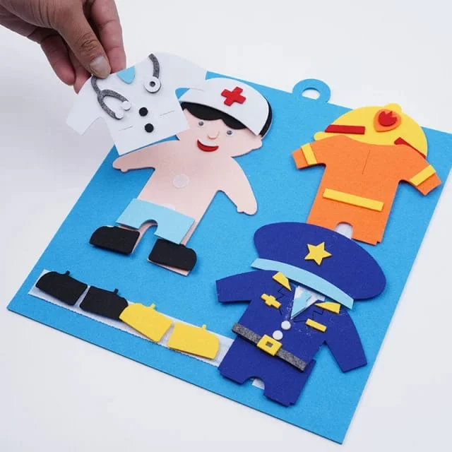 Hand - Sanded Wooden Educational Toys for Safe Exploration by PreschoolersFelt Dressing up Activity Dress up Fun Velcro Pretend Play