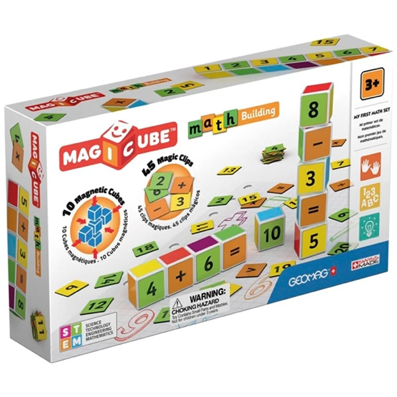 Colorful Magnetic Building Blocks Toys for Preschoolers with Stackable DesignsGeomag Magicube Maths Building 10 cubes + 45 clips