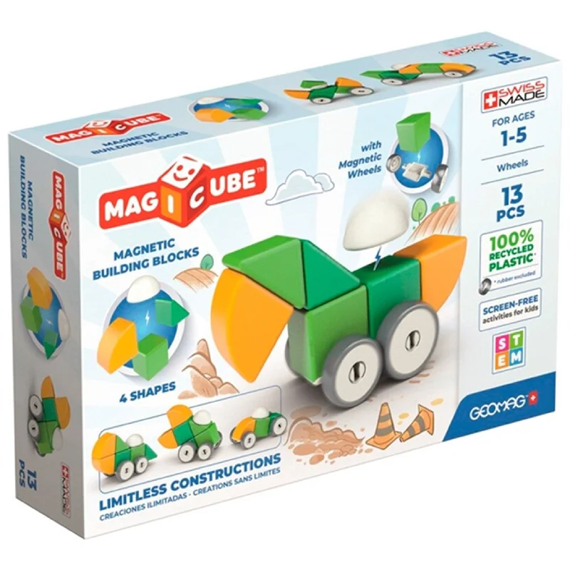 Magnetic Marble Run Toys for 3 - 6 - Year - Olds with Adjustable TracksGeomag Magicube Recycled Shapes & Wheels