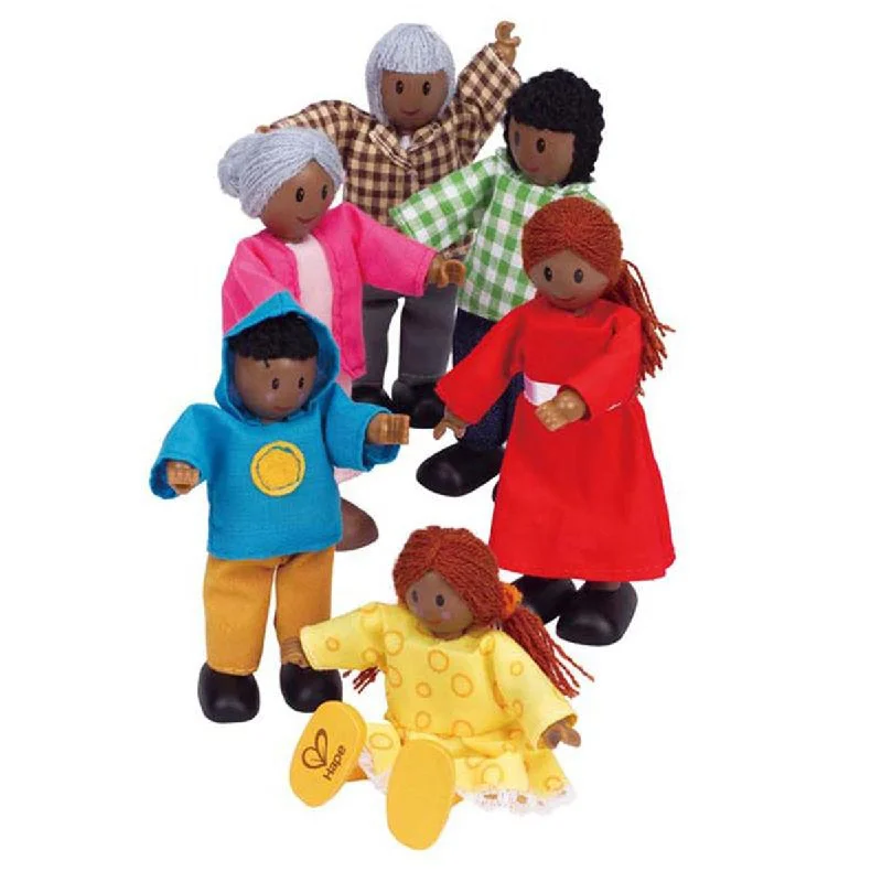 Dolls with Removable Magnetic Clothing and a Variety of Magnetic AccessoriesHape Happy African American Family