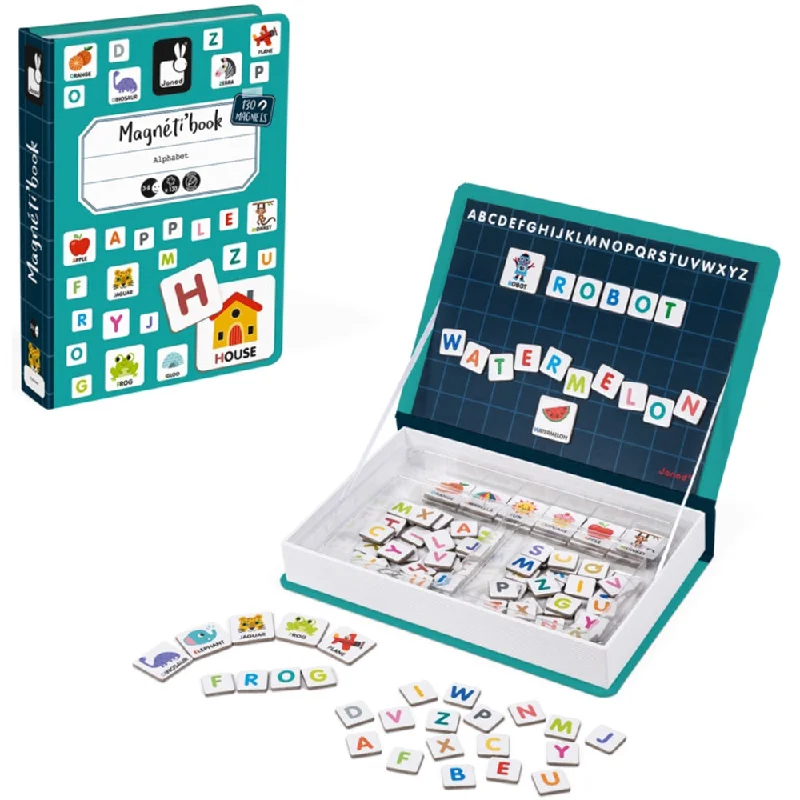 Eco - Conscious Solid Wood Educational Toys with a Social - Skills Development GameJanod English Alphabet Magneti' Book