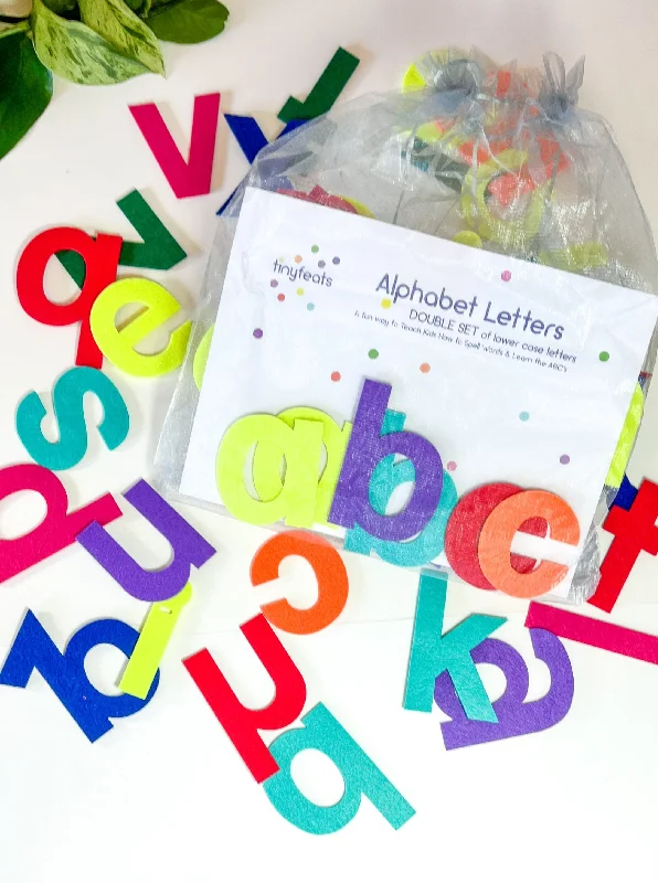 Eco - Friendly Wooden Educational Toys with a Gardening and Plant - Growing KitLower Case Alphabet Felt Letters - Double Set