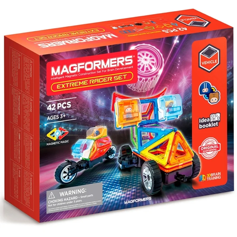 Magnetic Board Games for Family Game Nights with Strategy - Based PlayMagformers Extreme Racer Set