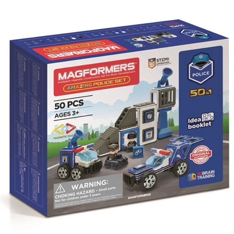 Magnetic Construction Toys for 5 - 7 - Year - Olds with Interlocking PanelsMagformers Police Set