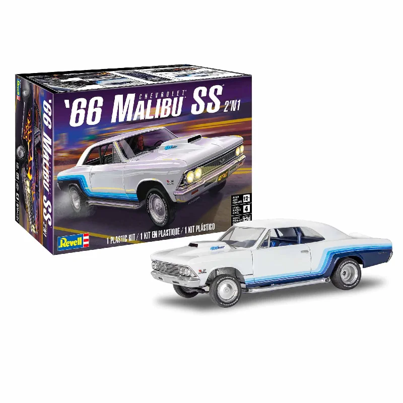 High - Quality Solid Wood Car Models Toys for Car Enthusiast ToddlersModel Set - 1966 Chevy Malibu SS 2'N1