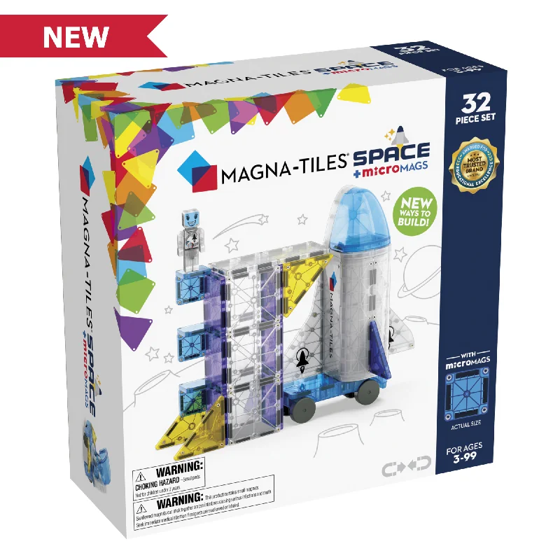 Magnetic Construction Toys for 5 - 7 - Year - Olds with Interlocking PanelsSpace 32-Piece Set | Magna-Tiles