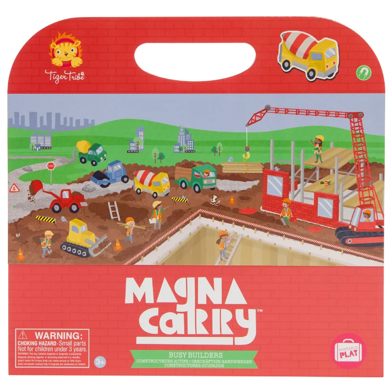 Magnetic Dice - Rolling Toys for Party Games with Glow - in - the - Dark MagnetsTIGER TRIBE - MAGNA CARRY: BUSY BUILDERS