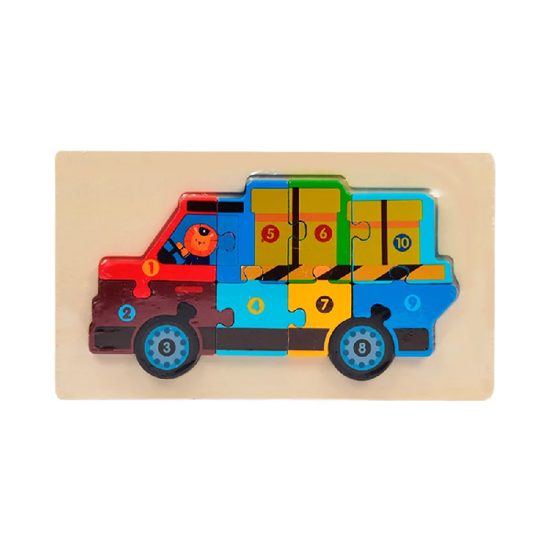 Eco - Conscious Solid Wood Educational Toys with a Social - Skills Development GameWOODEN PUZZLE 123 CONSTRUCTION TRUCK