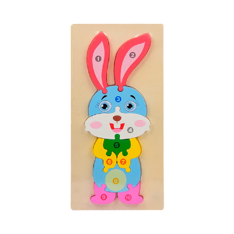 Eco - Friendly Solid Wood Educational Toys with Shape - Sorting Features for 1 - 3 Year OldsWOODEN PUZZLE 123 RABBIT