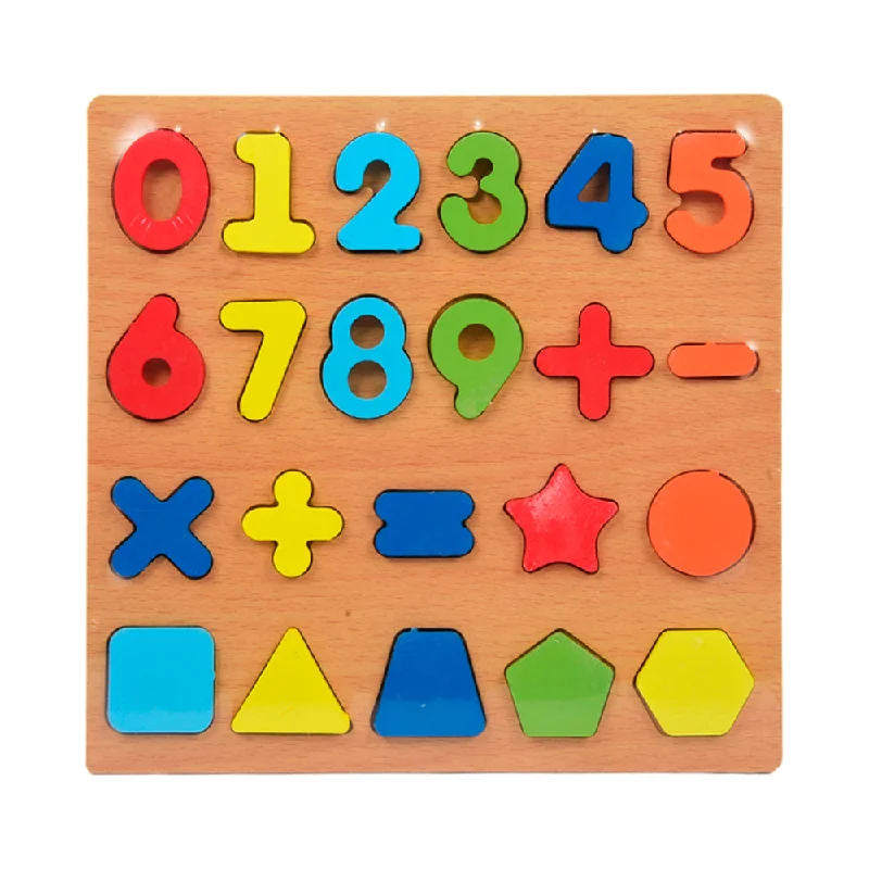 Solid Wood Educational Toys with a Coding and Logic - Building GameWOODEN PUZZLE BOARD 123/SHAPES Z.B