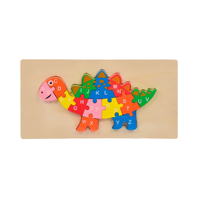 Solid Wood Educational Toys with a Coding and Logic - Building GameWOODEN PUZZLE BOARD ABC STEGOSAURUS Z.B