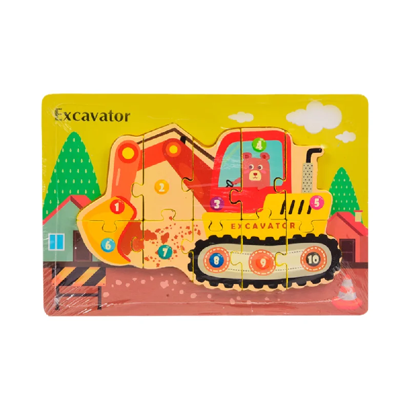 Hand - Painted Wooden Educational Toys in a Historical and Cultural ThemeWOODEN PUZZLE BOARD COLORFUL 123 EXCAVATOR Z.B