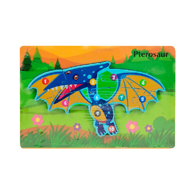 Eco - Friendly Solid Wood Educational Toys with Shape - Sorting Features for 1 - 3 Year OldsWOODEN PUZZLE BOARD COLORFUL 123 PTEROSAUR Z.B