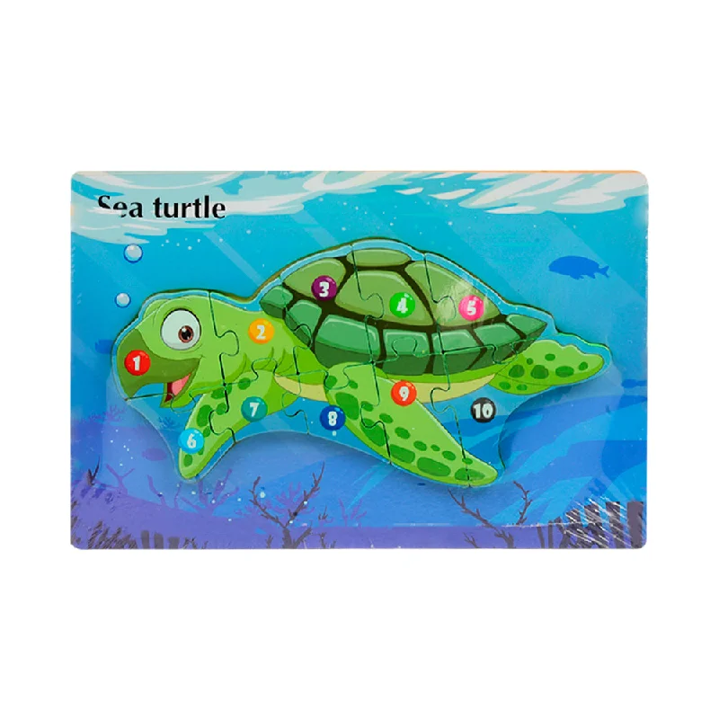 High - Quality Solid Wood Educational Toys for Developing Fine Motor Skills in KidsWOODEN PUZZLE BOARD COLORFUL 123 SEA TURTLE Z.B