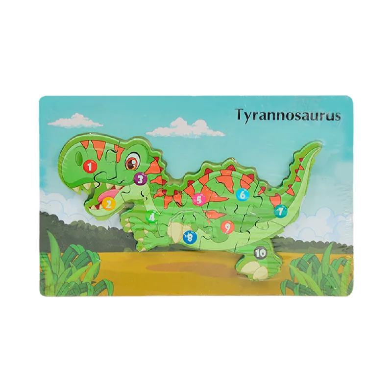 Large - Scale Solid Wood Educational Toys for Group Learning and CollaborationWOODEN PUZZLE BOARD COLORFUL 123 TYRANNOSAURUS Z.B