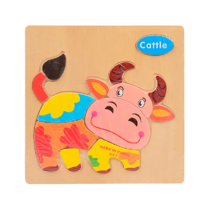 Sustainable Wooden Educational Toys with a Storytelling and Role - Playing SetWOODEN PUZZLE BOARD SMALL CATTLE Z.B