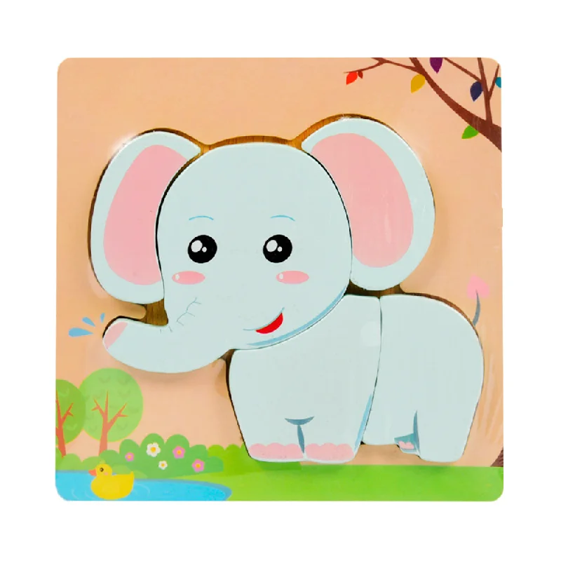 Sustainable Solid Wood Educational Toys with a Language - Learning Activity BookWOODEN PUZZLE ELEPHANT