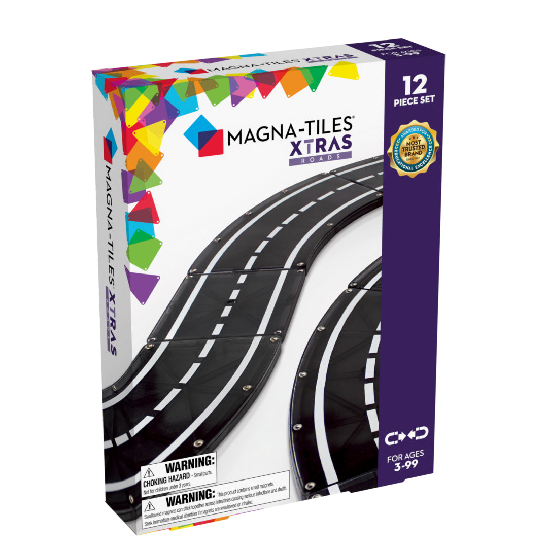 Magnetic Dice - Rolling Toys for Party Games with Glow - in - the - Dark MagnetsXTRAS Roads 12-Piece Set | Magna-Tiles