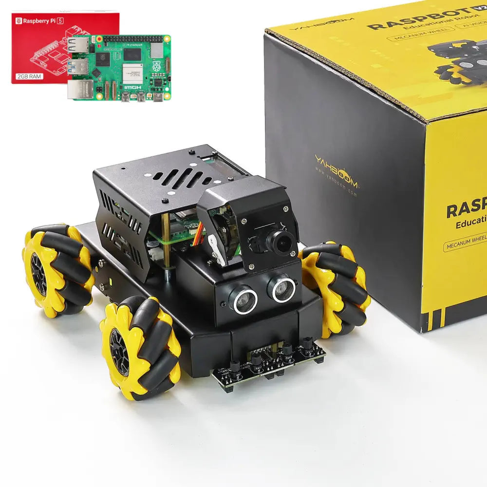 Yahboom AI Vision Robot Raspberry Pi 5 Car with 2DOF HD Camera Support Python Progamming Open Source DIY Robot Kit for 16+ Teens(With RPi 2G Board)