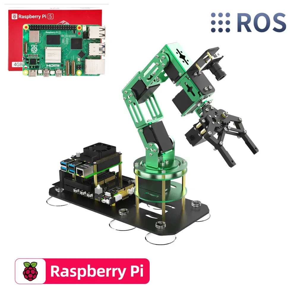 Yahboom Robot Arm 6DOF AI Programmable Electronic DIY Hand Building with Camera for Adults ROS Open Source for Raspberry Pi 5(With RPi 5 4G board)