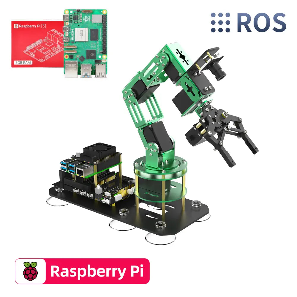 Yahboom Robot Arm 6DOF AI Programmable Electronic DIY Hand Building with Camera for Adults ROS Open Source for Raspberry Pi 5(With RPi 5 8G board)