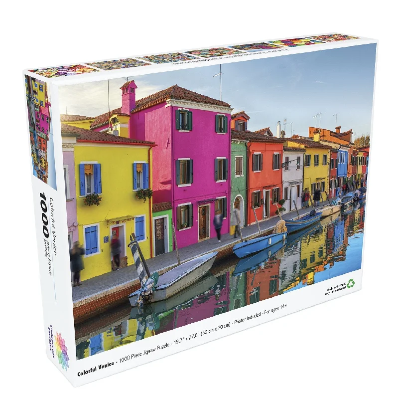 Interlocking Wooden Puzzles with Geometric Shapes for Developing Fine Motor Skills in PreschoolersPuzzle 1000 Colorful Venice