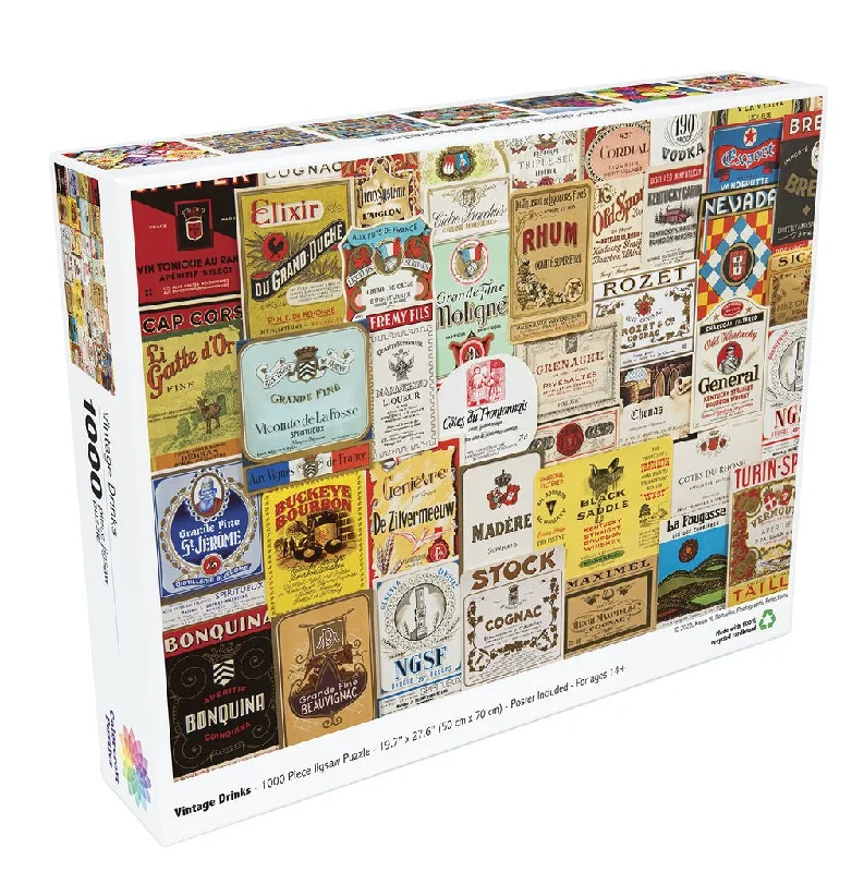 Scented Wooden Puzzles with a Fresh Pine Aroma for a Sensory ExperiencePuzzle 1000 Vintage Drinks