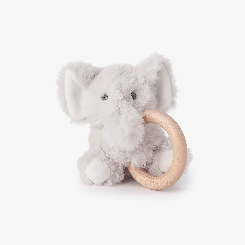 Plush Fairy Toys with Transparent Wings for Magical StorytellingElephant Plush Wooden Ring Rattle